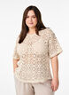 Haakblouse met korte mouwen, Beige, Model image number 0