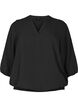 Blouse met smok en 3/4 mouwen, Black, Packshot image number 0