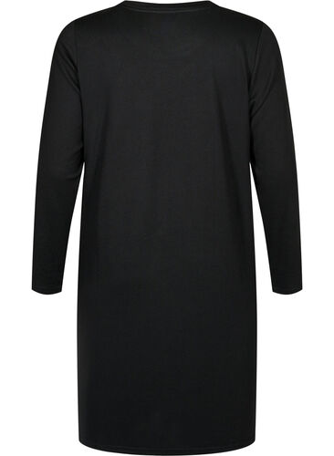 Robe en jersey à manches longues avec boutons décoratifs, Black, Packshot image number 1