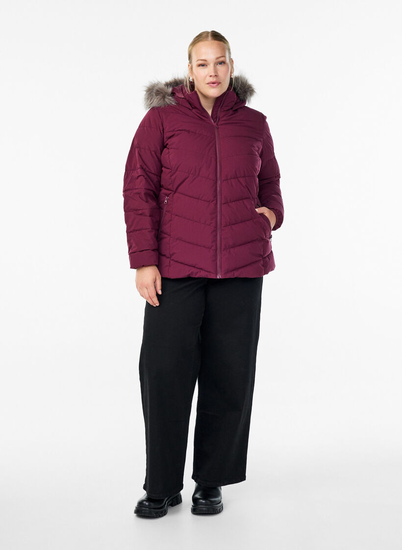 Veste courte &agrave; capuche, Bordeaux fonc&eacute;, Model image number 1