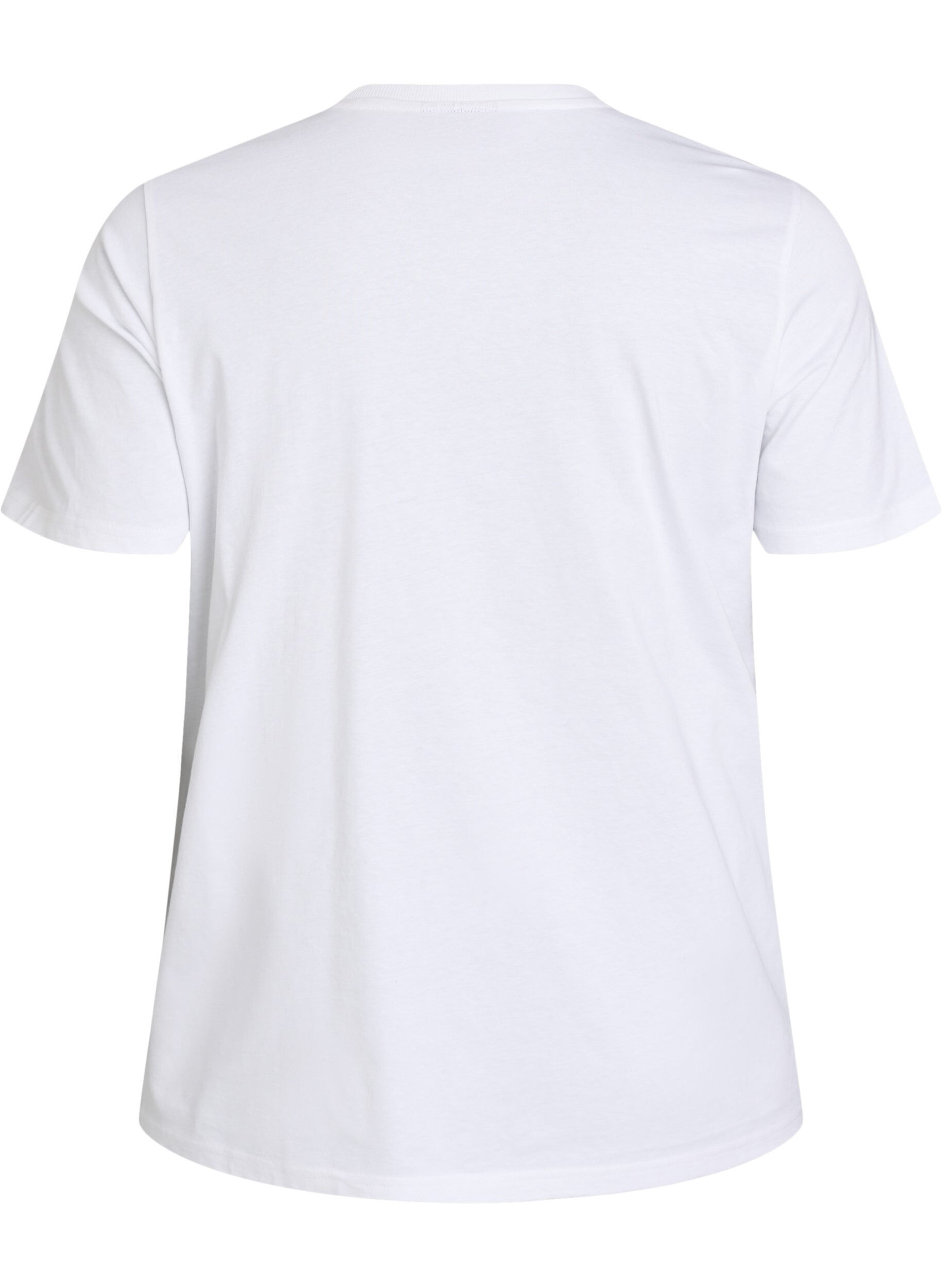 Zizzi T-shirt en coton bio avec imprim&eacute; agrumes, Blanc, Packshot image number 1
