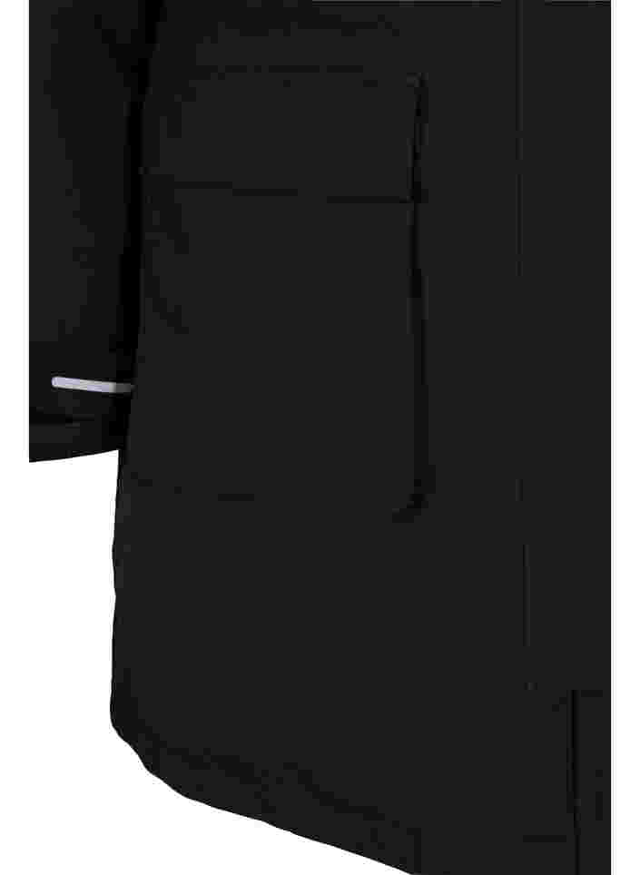 Winterjas met afneembare capuchon en zakken, Black, Packshot image number 3