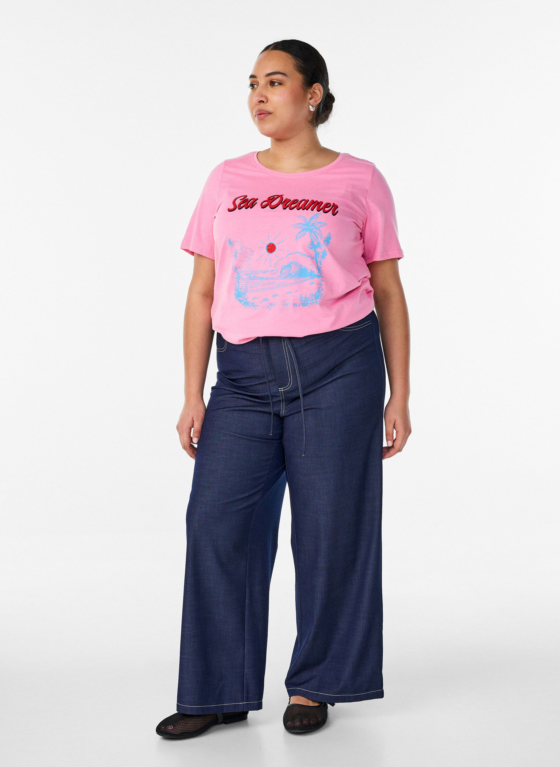 ZizziT-shirt imprim&eacute;, Rose, Model image number 1