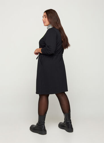 Robe pull avec poches et taille ajustable, Black comb, Model image number 1