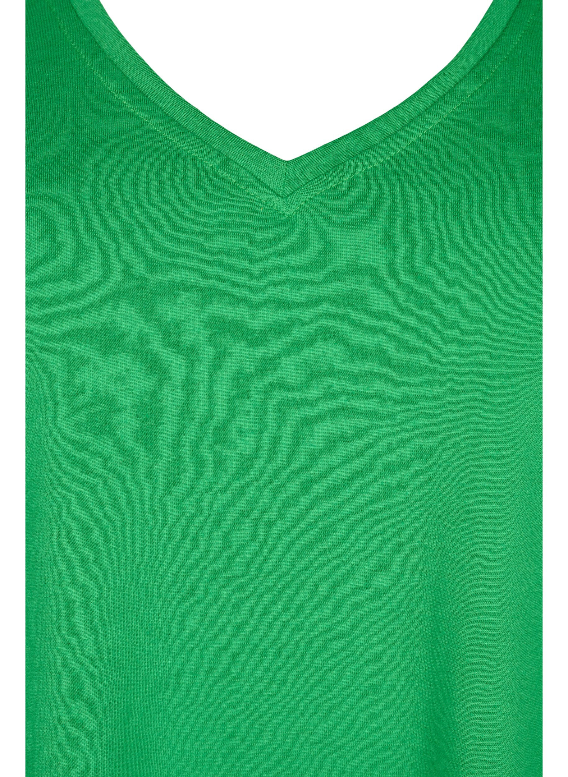Zizzi FLASH - T-shirt avec col en V, Kelly Green, Packshot image number 2