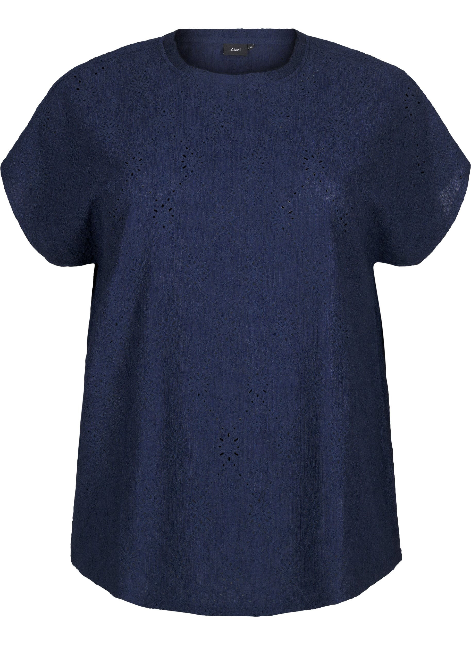 ZizziBlouse met korte mouwen en bloemenborduursel, Naval Academy, Packshot image number 0