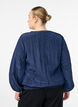 Blouse met V-hals en gekreukte textuur, Blauw, Model image number 2