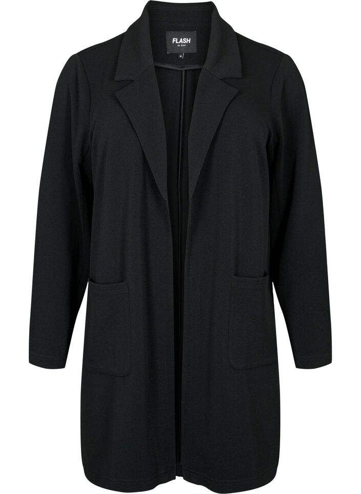Lange jas met zakken, Zwart, Packshot image number 0