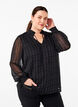 Gestreepte chiffon blouse met strikjes, Black, Model image number 0