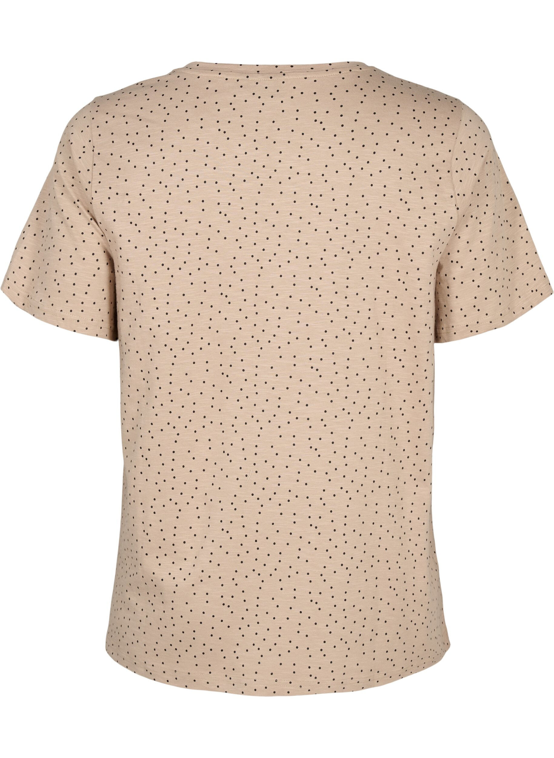 Zizzi T-shirt &agrave; pois en coton biologique	, Beige, Packshot image number 1