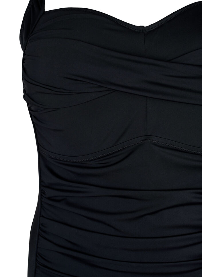	 Gewatteerd badpak met draperie&euml;n, Zwart, Packshot image number 2