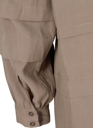 Robe en viscose à manches longues et plis, Desert Taupe, Packshot image number 3