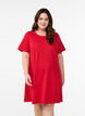 Jersey jurk met korte mouwen en zakken, Rood, Model image number 0