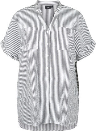 Chemise rayée avec poches de poitrine, White/Black Stripe, Packshot image number 0