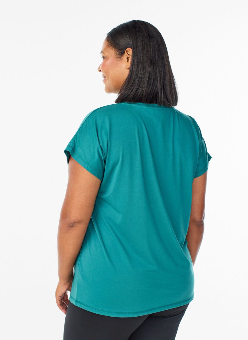 T-shirt de sport couleur unie, Bleu p&eacute;trole, Model image number 2