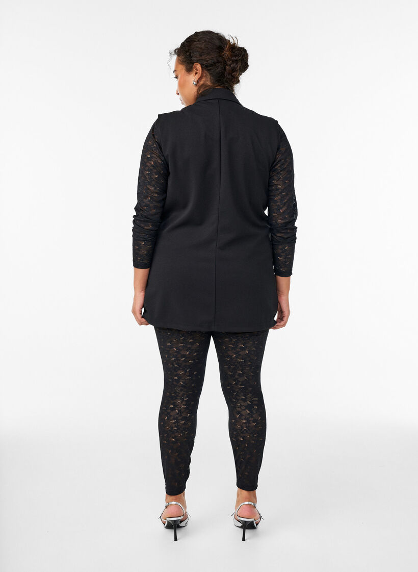 Kanten leggings met een high waist, Zwart, Model image number 1