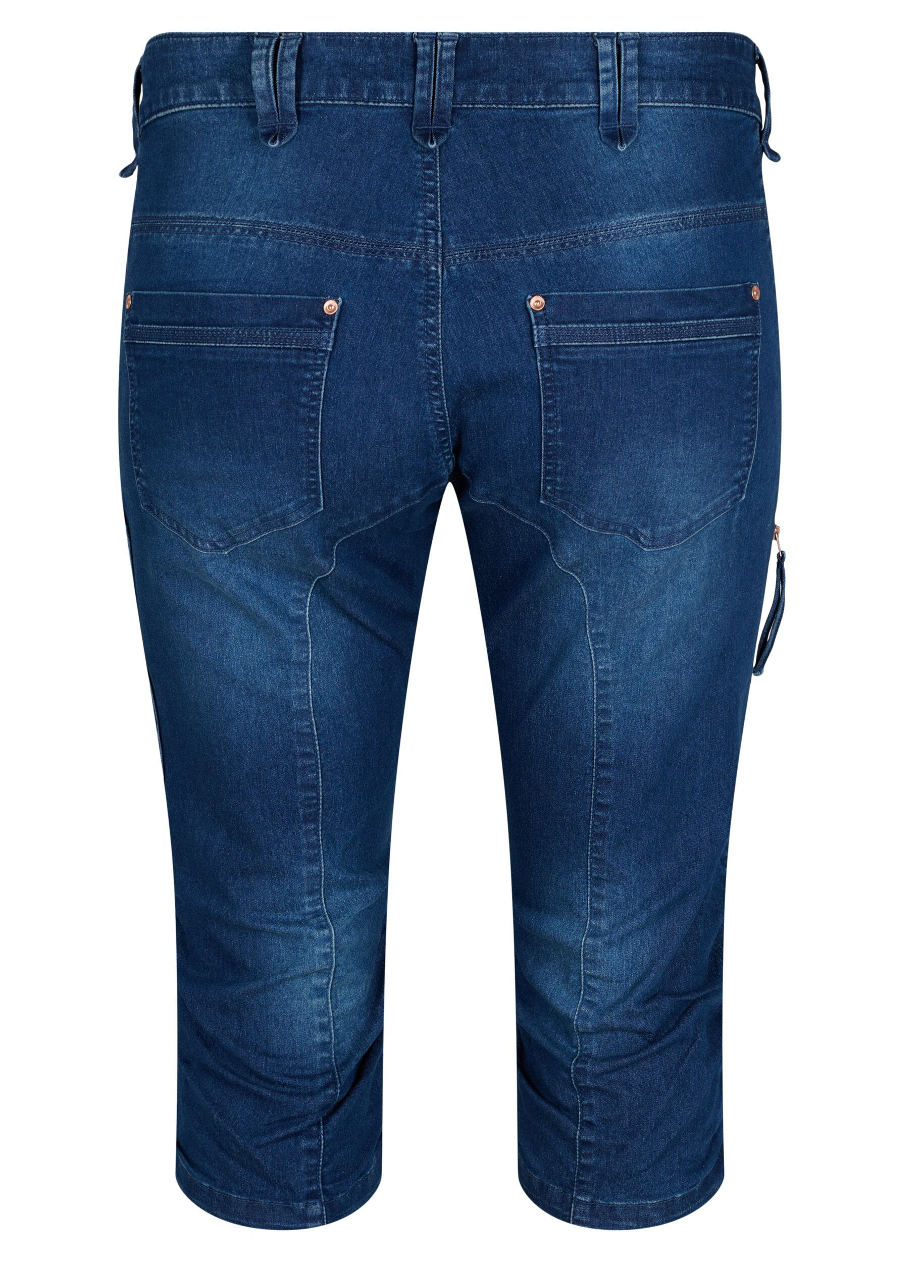 Zizzi Jean capri coupe slim avec poches, Bleu, Packshot image number 1