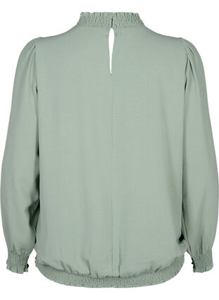 Effen smok blouse met lange mouwen, Green Bay, Packshot image number 1