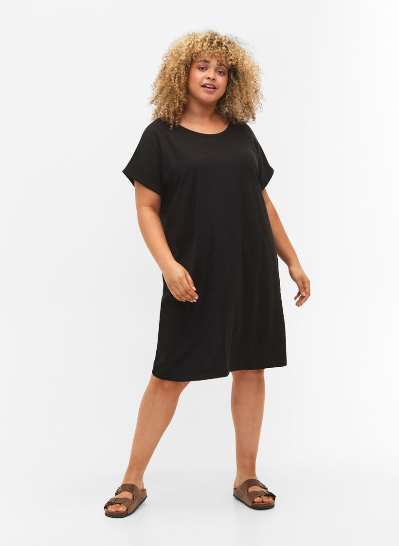 Robe en coton à manches courtes (2-pack), Black/Black, Model image number 2