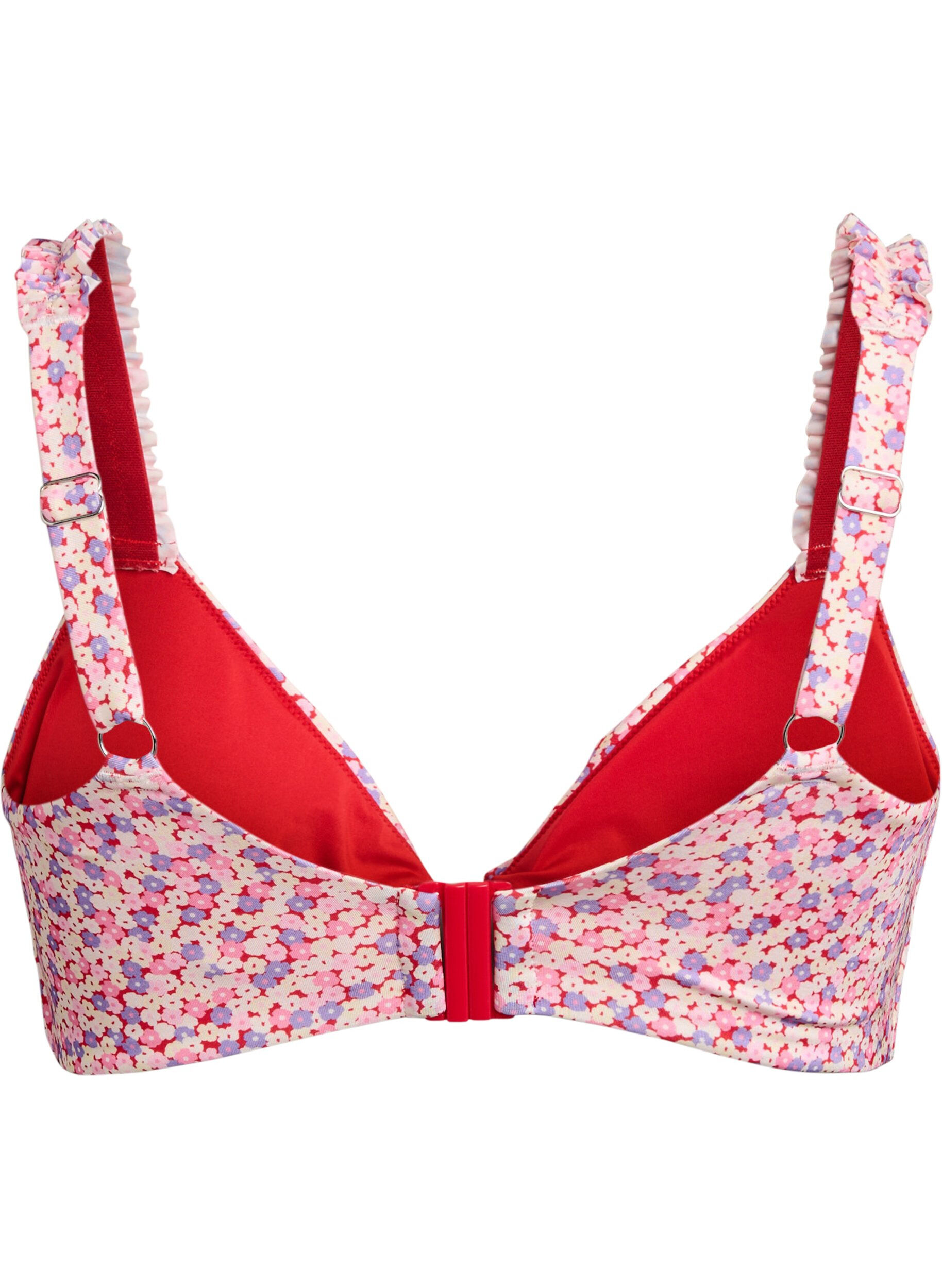 ZizziGestreepte bikinitop met afneembare vulling, Roze, Packshot image number 1