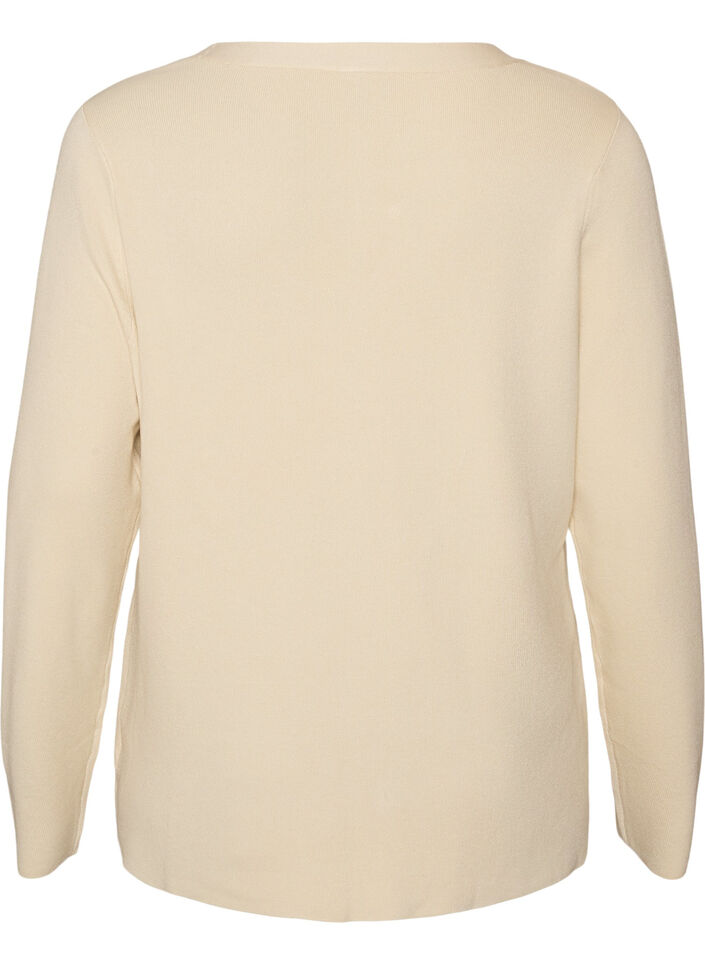 Fijngebreide cardigan met decoratieve knopen, Vanille, Packshot image number 1