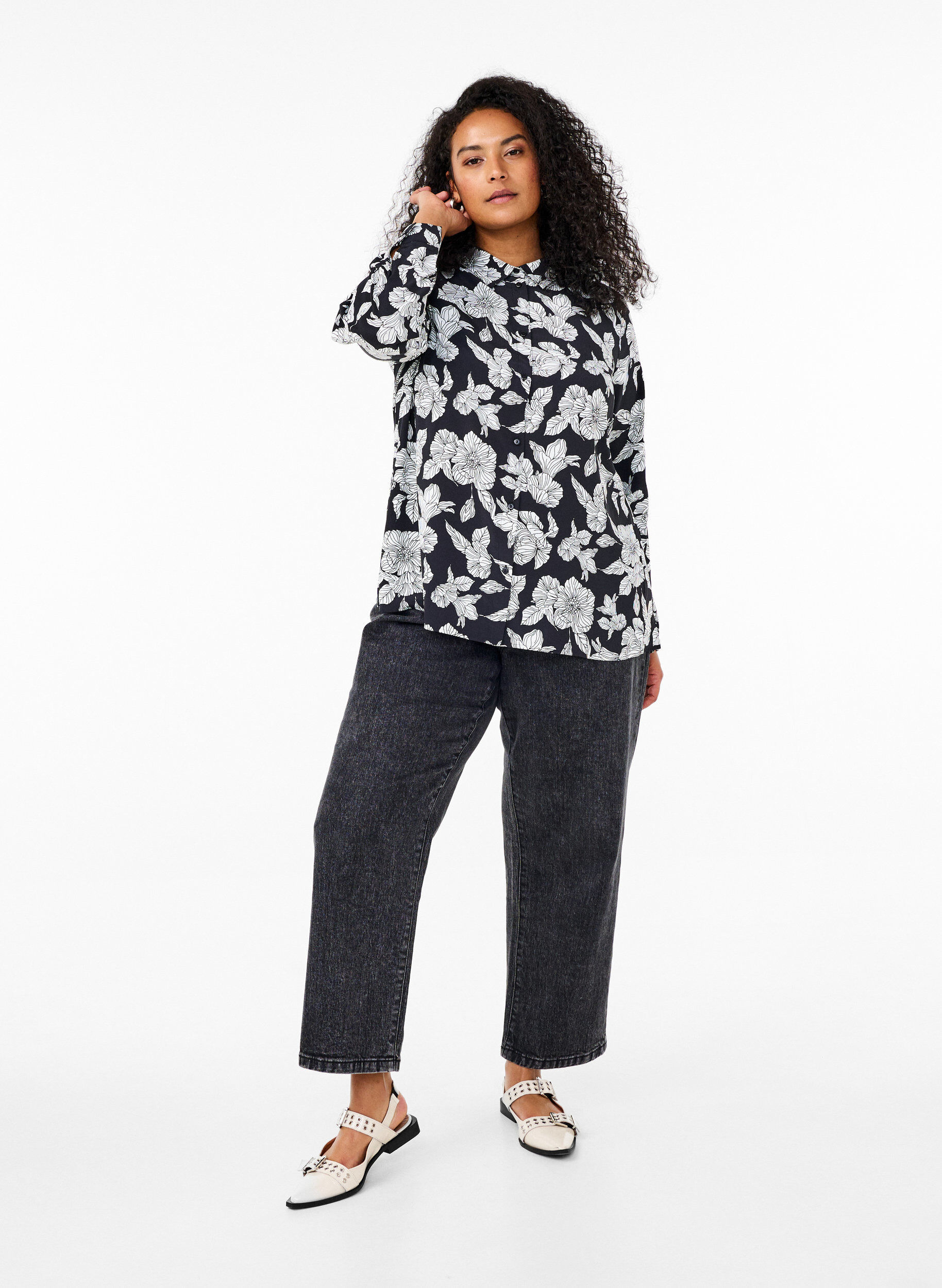 ZizziShirt met luipaardprint, Zwart, Model image number 1