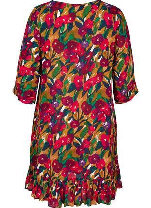 Viscose jurk met print, Olive Green AOP, Packshot image number 1