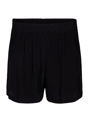 Losse shorts van viscose, Black, Packshot image number 0