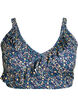 Bloemen bikinitop met ruches, Blauw, Packshot image number 0