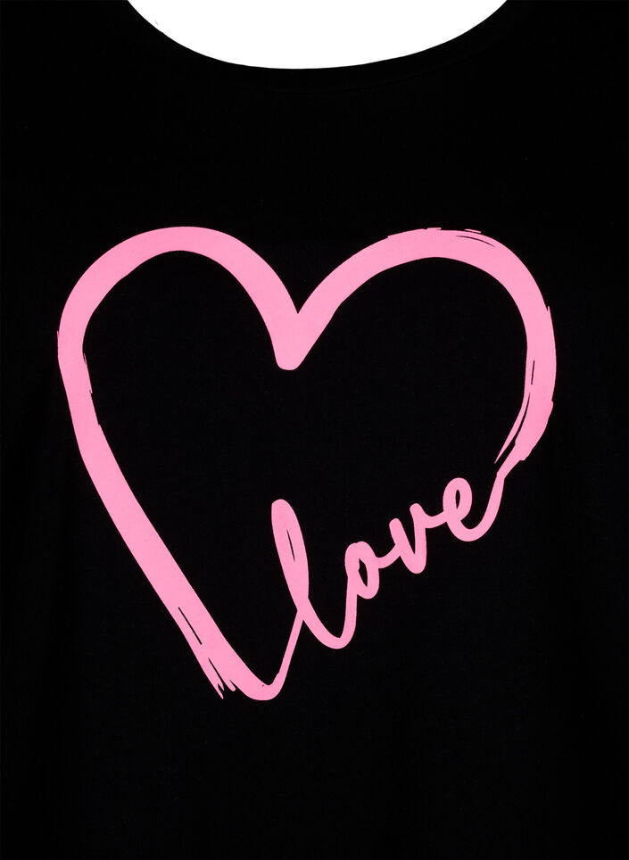T-shirt en coton à col ras du cou avec impression, Black W. Heart L., Packshot image number 2