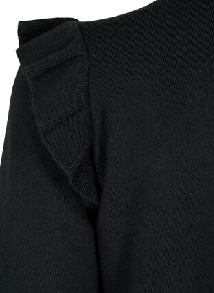 Cardigan en tricot avec volants et poches, Black, Packshot image number 3