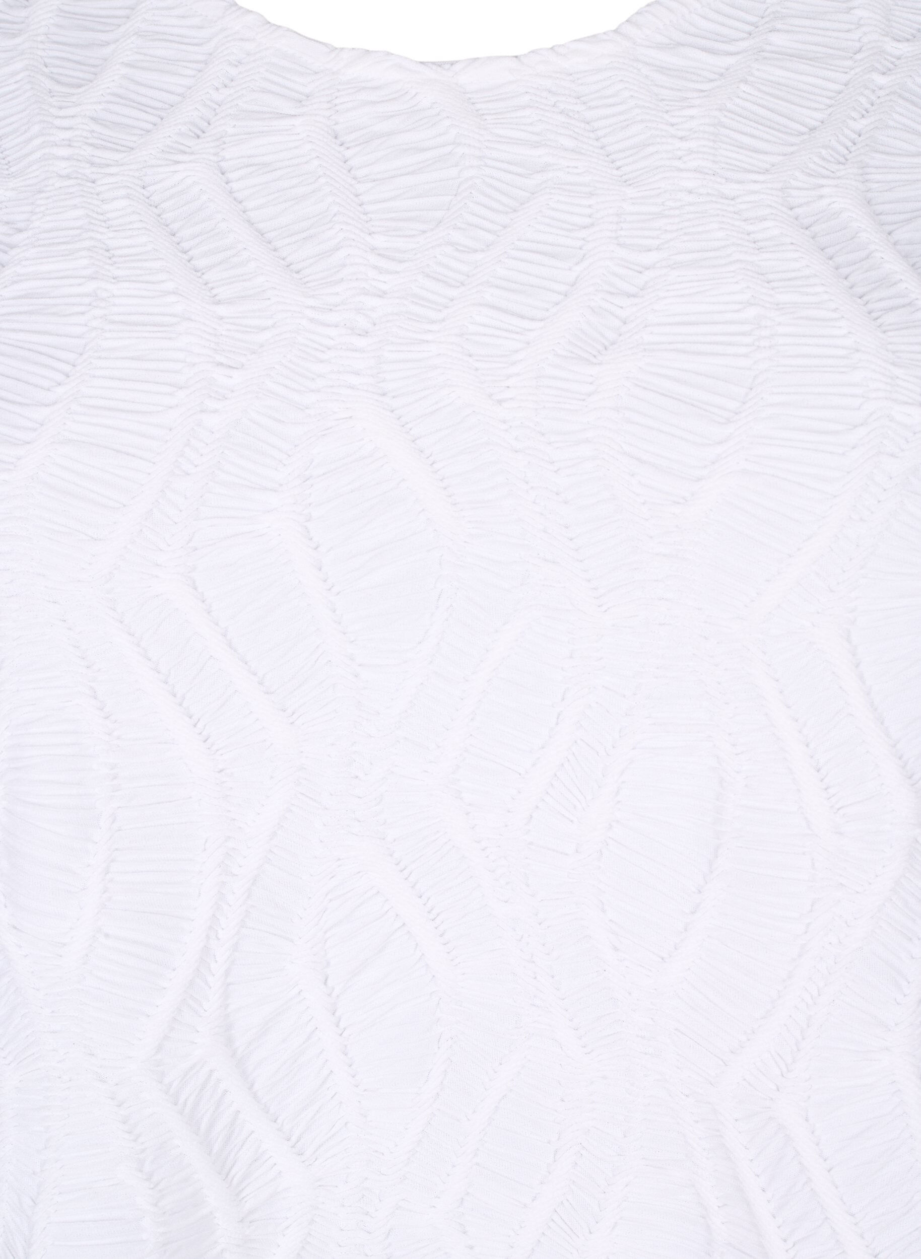 ZizziBlouse met structuur en korte mouwen, Bright White, Packshot image number 2