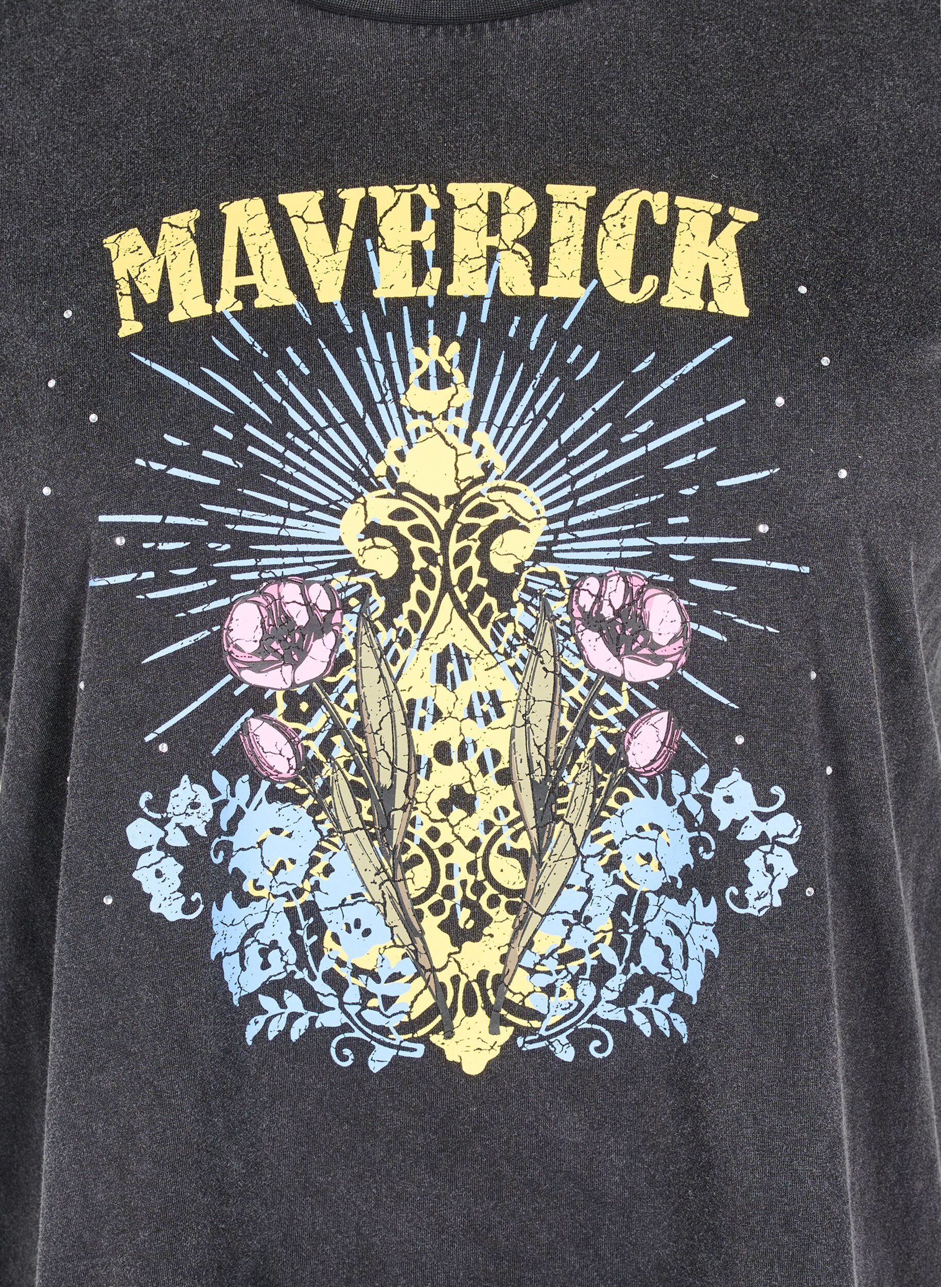 ZizziT-shirt in biologisch katoen met grafische print, Grijs, Packshot image number 2