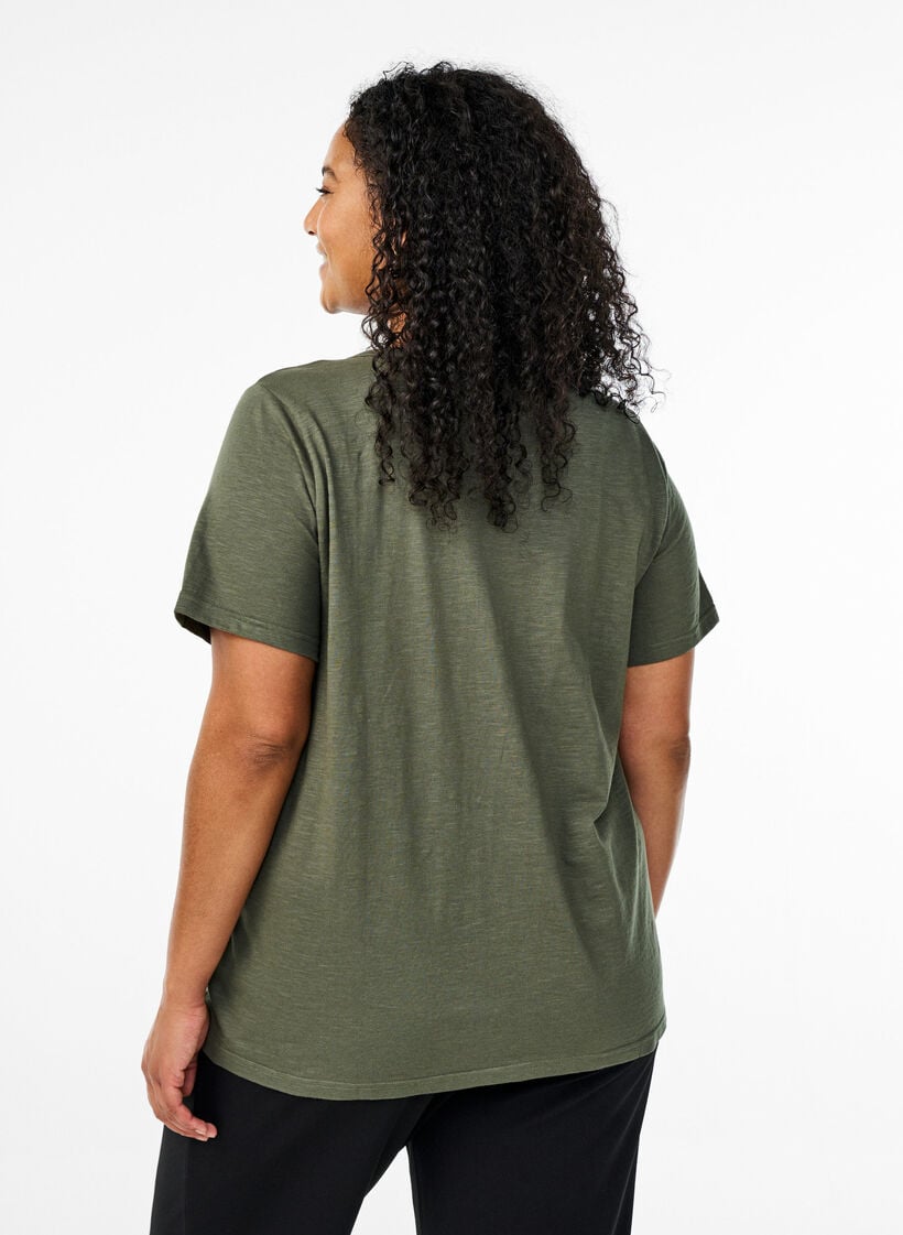 T-shirt dot&eacute; de boutons, Vert, Model image number 2