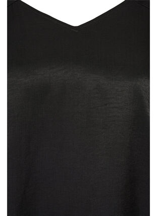 Blouse en forme de trapèze avec col en V et manches 3/4, Black, Packshot image number 2