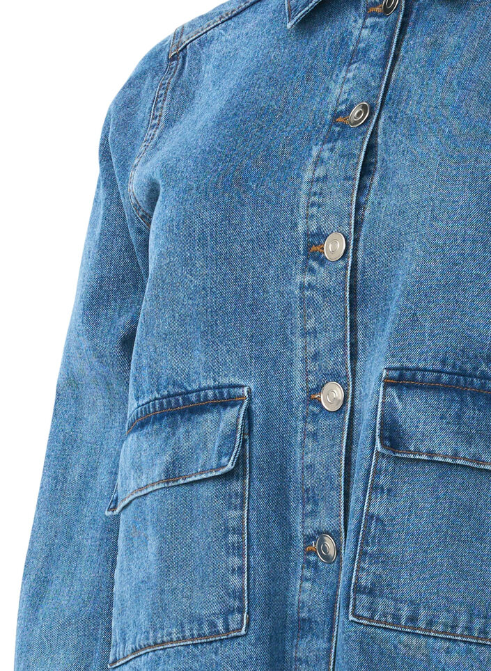 Denim overhemdjasje met zakken, Blue Denim, Packshot image number 2