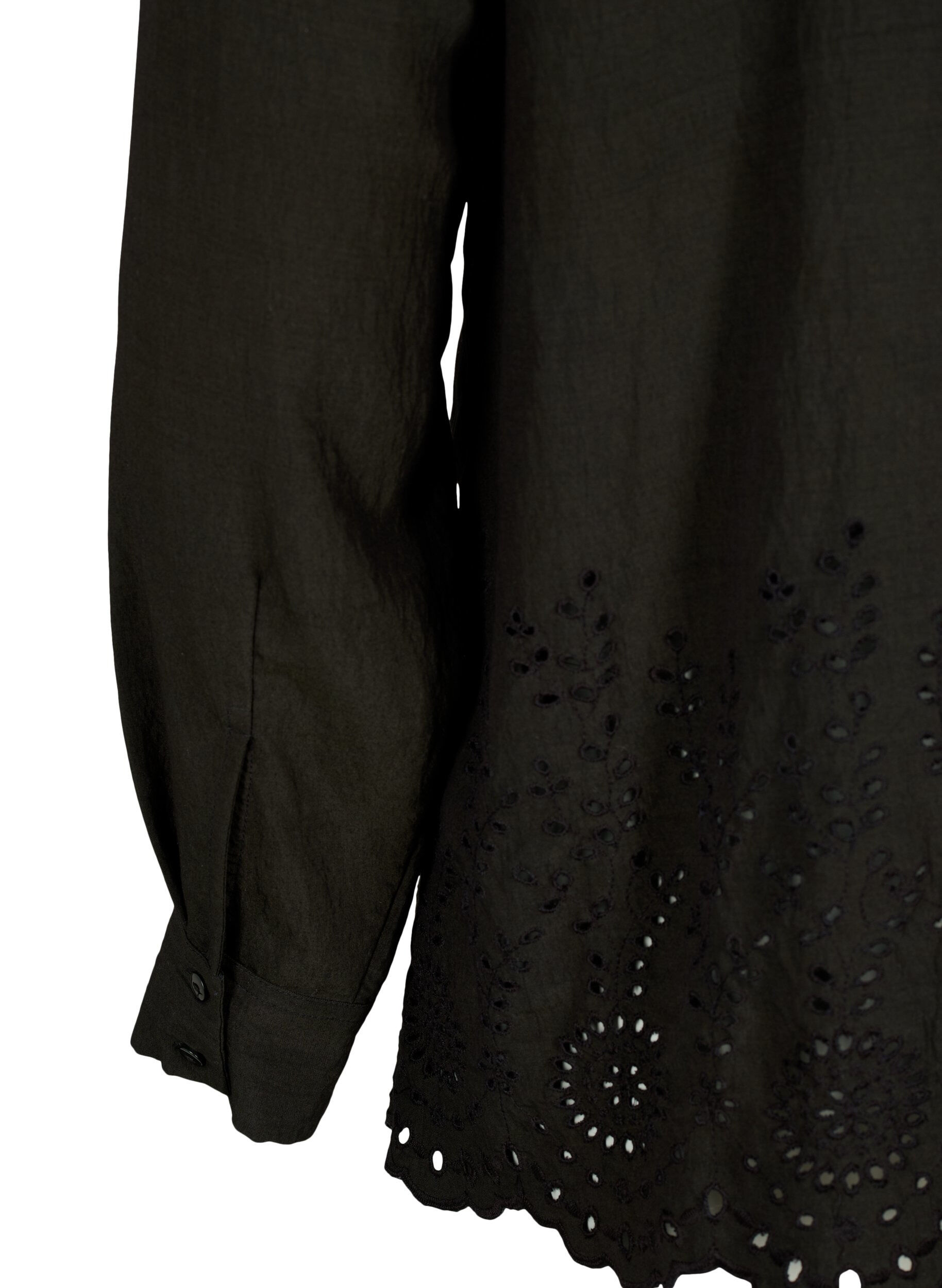 ZizziViscose overhemd met broderie anglaise, Black, Packshot image number 3