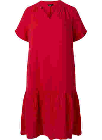 Midi-jurk met korte mouwen van katoen