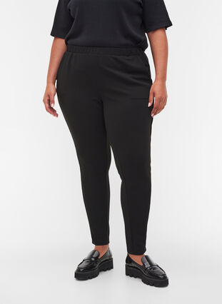 Pantalon avec poches et passepoil, Black, Model image number 2