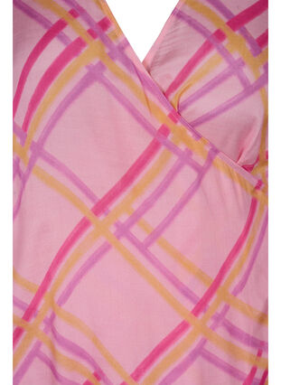 Robe portefeuille en viscose à carreaux , Pink Check, Packshot image number 2