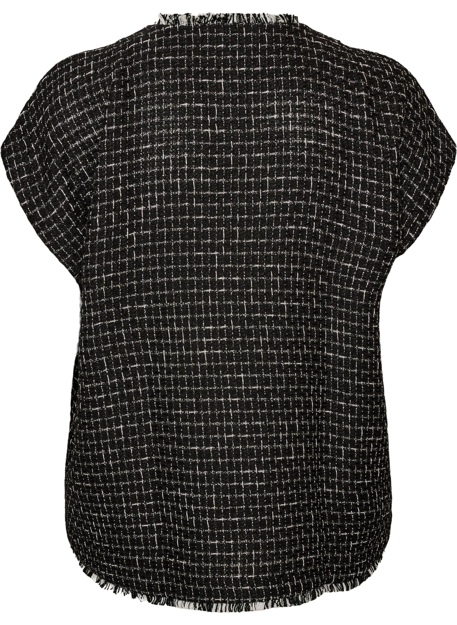 ZizziGilet &agrave; carreaux avec boutons d&eacute;coratifs, Noir, Packshot image number 1