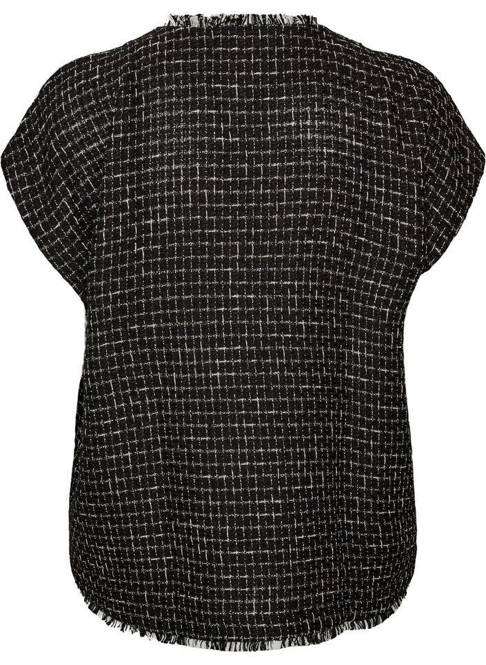 Gilet &agrave; carreaux avec boutons d&eacute;coratifs, Noir, Packshot image number 1