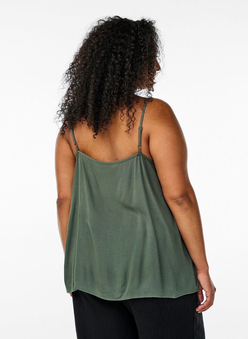 Top &agrave; bretelles en viscose, Vert, Model image number 2