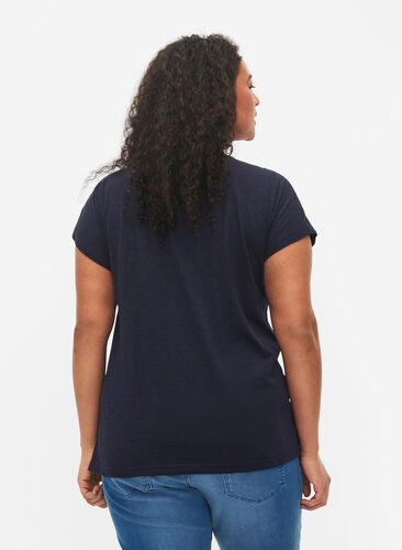 T-shirt en coton avec imprimé feuilles, Night Sky W. leaf, Model image number 1