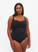 	 Gewatteerd badpak met draperie&euml;n, Zwart, Model image number 0
