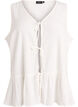Mouwloze blouse met textuur en een striksluiting, Vanille, Packshot image number 0