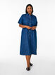 Halflange denim overhemdjurk, Blauw, Model image number 0