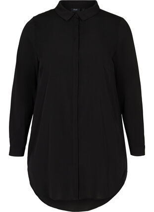 Lange transparante blouse, Black, Packshot image number 0