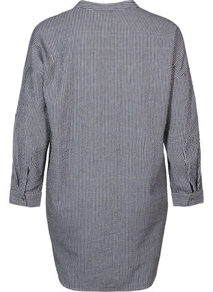 Chemise en coton rayée à manches 3/4, Black Stripe, Packshot image number 1