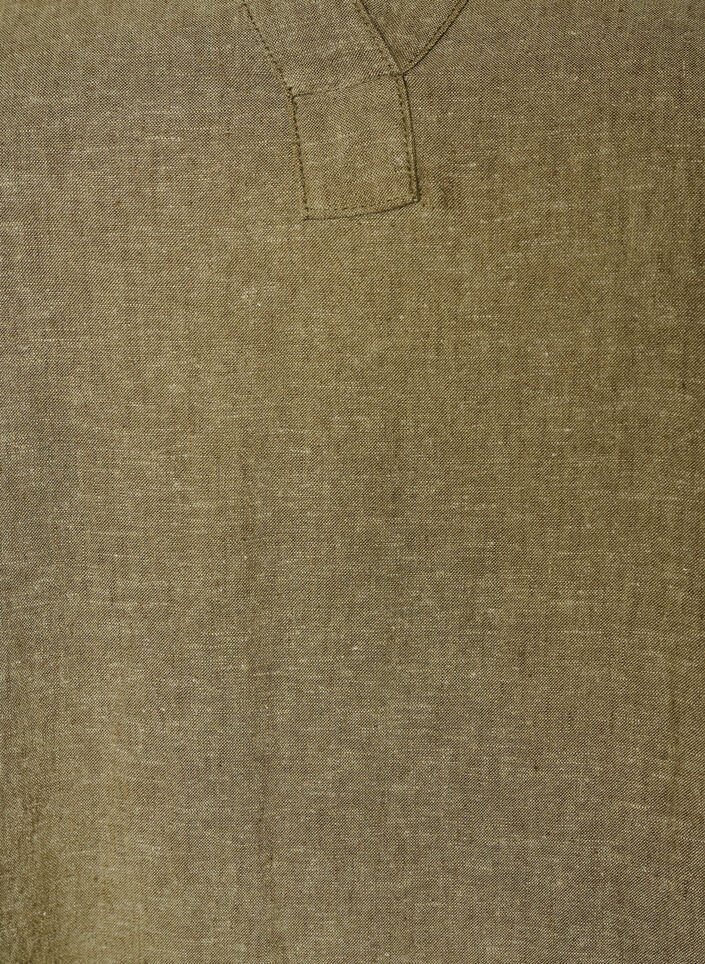 Midi-jurk in linnen en viscose met 1/2 mouwen, Groen, Packshot image number 2